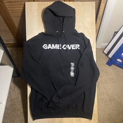 New Five Nights At Freddy's Game Over Black Pullover Hoodie Relaxed Fit Size XL