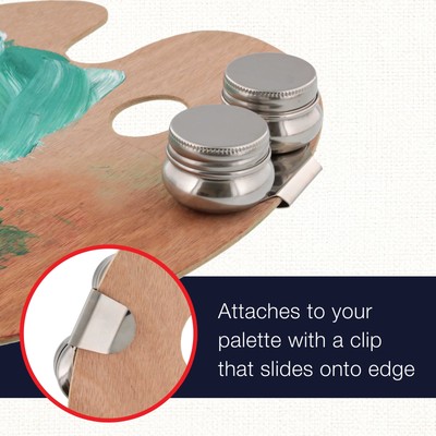 US Art Supply Large Mouth Double Dipper Pallet Cup w/ Clip Painting