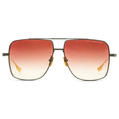 Pre-owned Dita Dubsystem Dts157-a-02 Black Iron Yellow Gold Burgundy Navigator Sunglasses In Red
