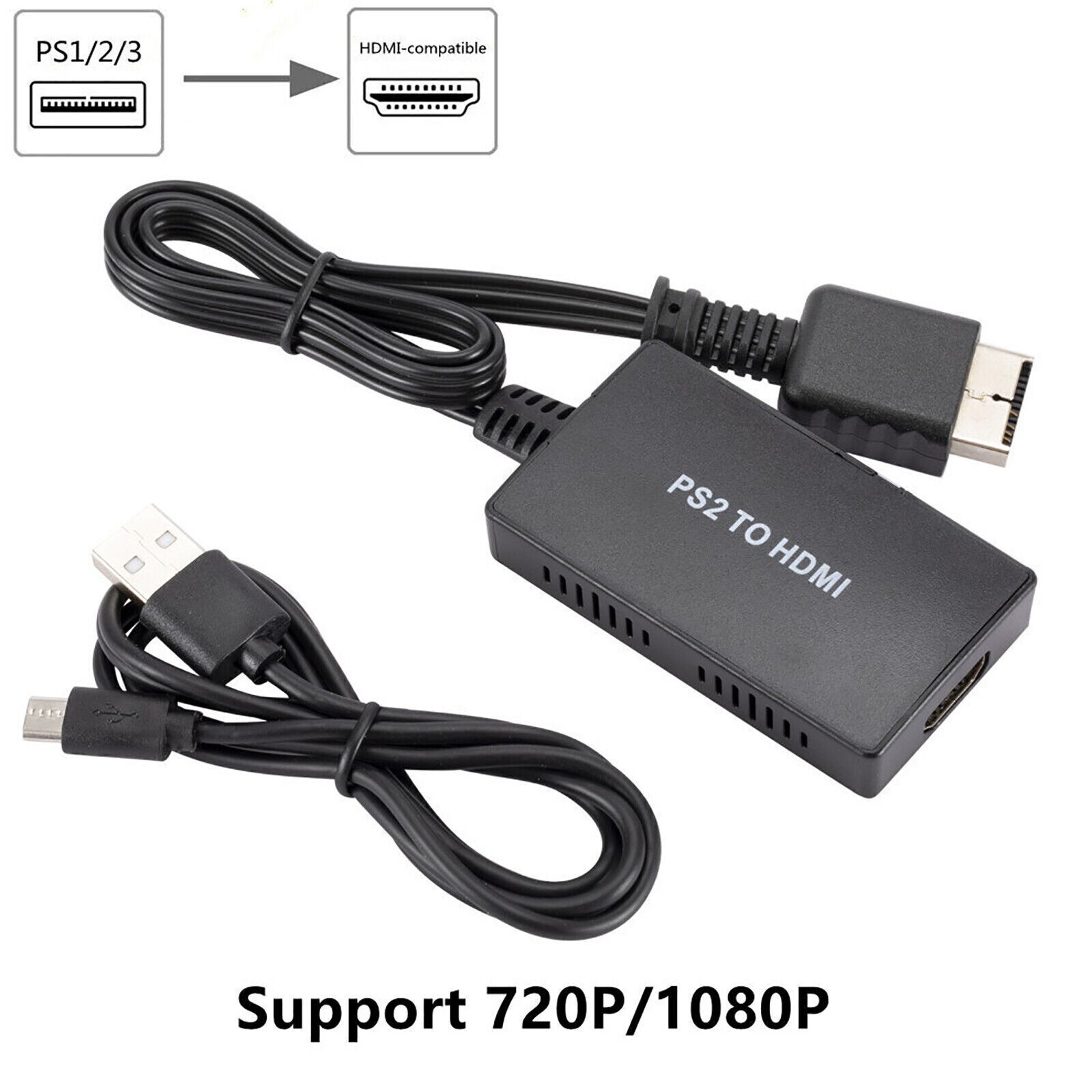 PS2 HDMI Converter for PlayStation 1/2/3 1080P Video Adapter - HD Quality