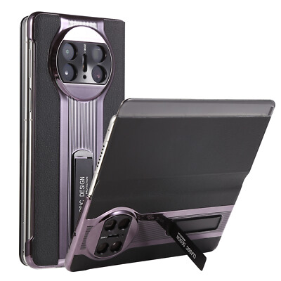 Luxury Smart View Genuine leather Flip Cover Bracket Case For Huawei Mate X3 X5