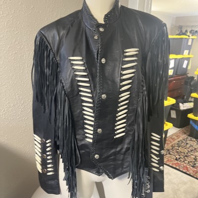 NWT Genuine Leather Fringed Women s Large Leather Jacket NWT By Leather Gallery 