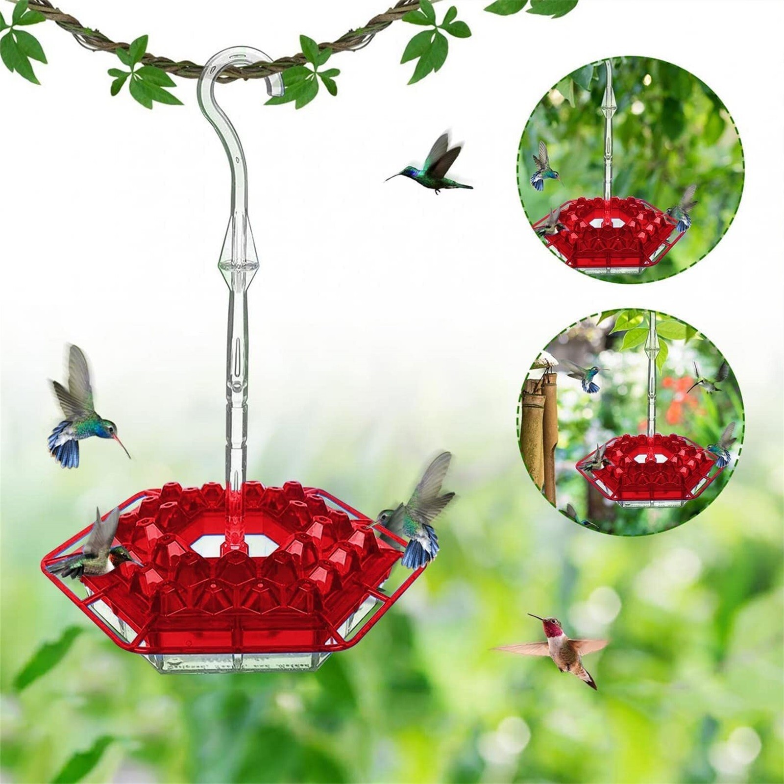 S Humming Bird Feeders For Outdoors With 30 Feeding Ports Red
