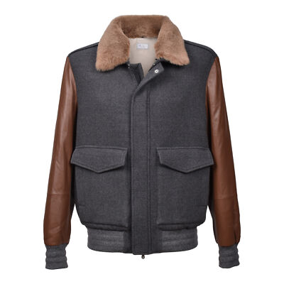Pre-owned Brunello Cucinelli Men's Two Tone Down Filled Bomber Style Jacket Size Medium