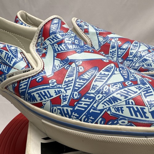 Pre-owned Vans Marc By Marc Jacobs X  Slip On Logo Skate Shoe Sneakers Sz 12 Us Blue Red