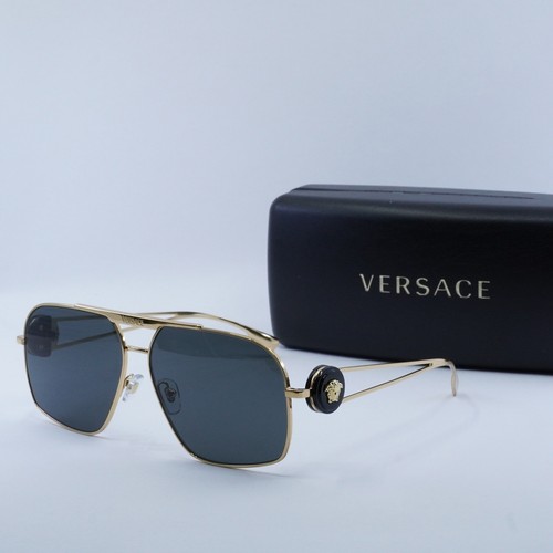 Pre-owned Versace Ve2269 100287 Gold/dark Grey 62-13-130 Sunglasses Authentic In Gray