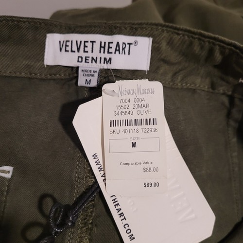 NWT Velvet Heart Denim Teddy High Rise Green Cotton Cargo Jogger Pants Sz Med