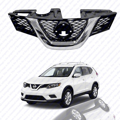 For 2014 2016 Nissan Rogue Front Grille Bumper Assembly Chrome Black 1pc
