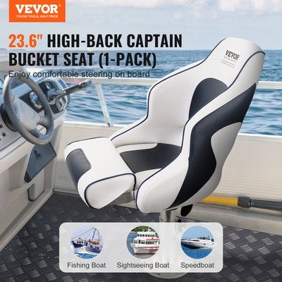 VEVOR Boat Seat Flip-up Seat Bolster Captain Bucket Seat Fishing Pontoon 1 pc