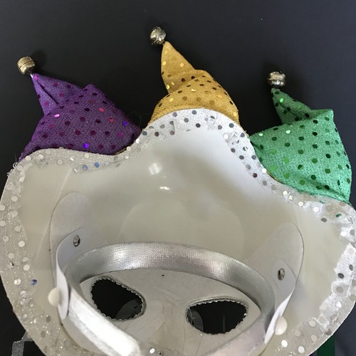 NEW NWT Forum Deluxe Half Mask,Jester, Silver,Green,Purple,One Size Costume  Q 4