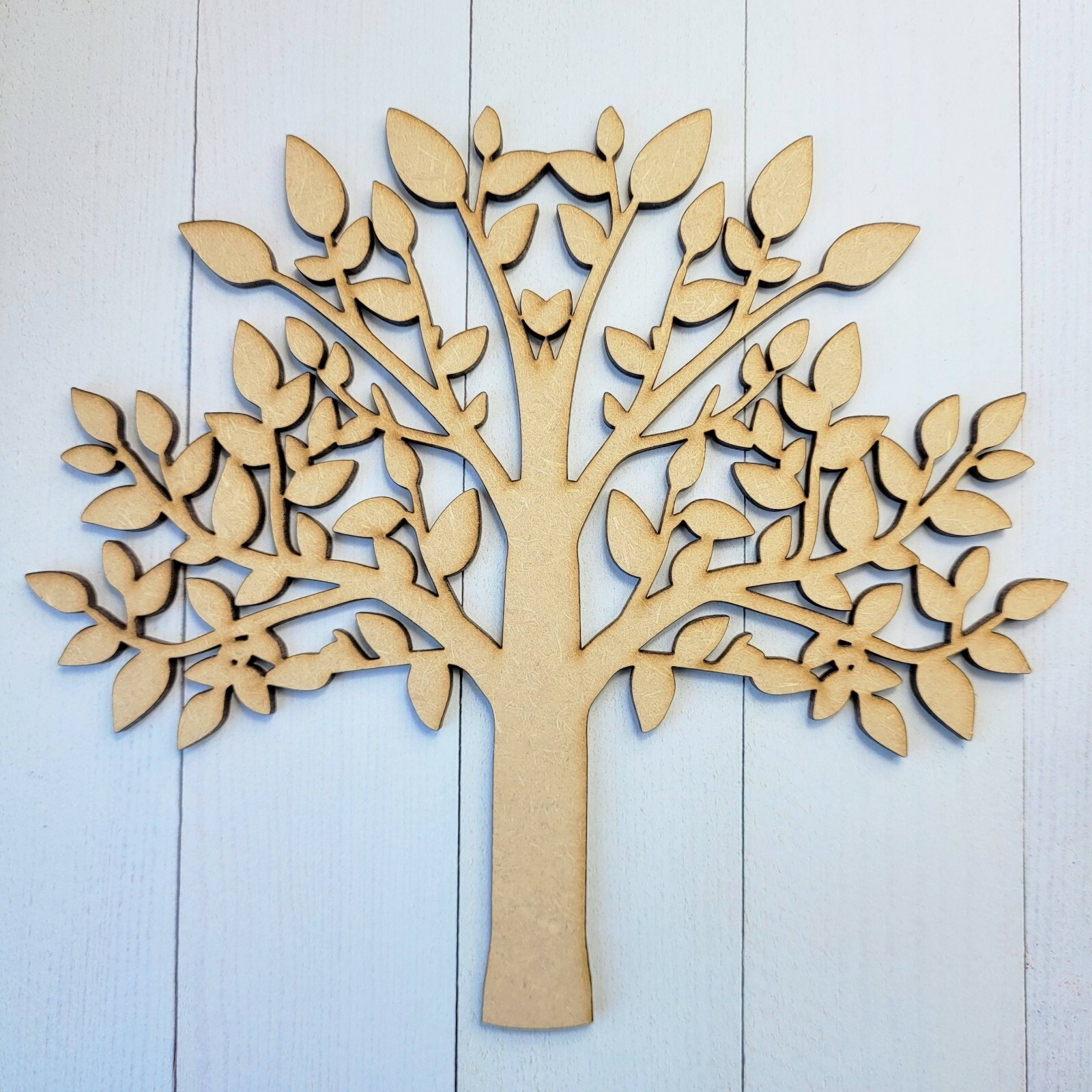 MDF Tree Shape For Crafts, With Added Love - Perfect For Family Tree, Weddings (40cm) - Includes 4 Free Hearts