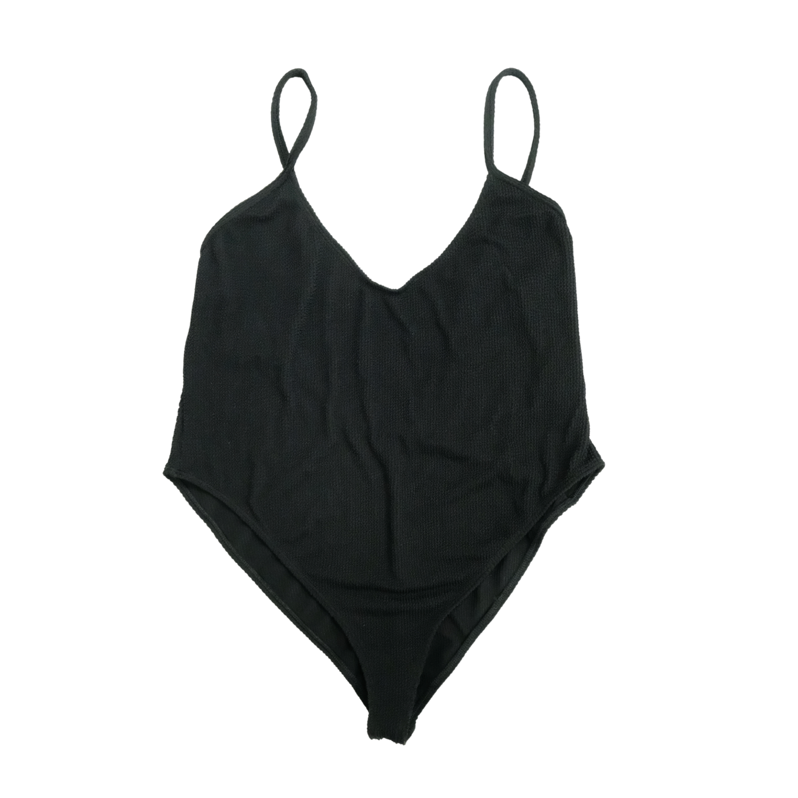 Good American GSW0146 Black One-Piece Crinkle Textured Swimsuit Size 7/8 NWT