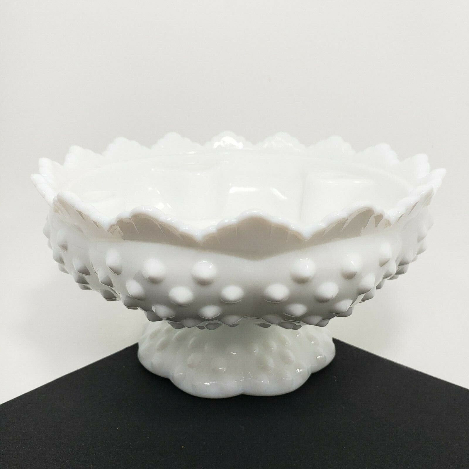 Fenton Vintage Hobnail Milk Glass Multi Candle Holder 6 1/2" X 3 1/2