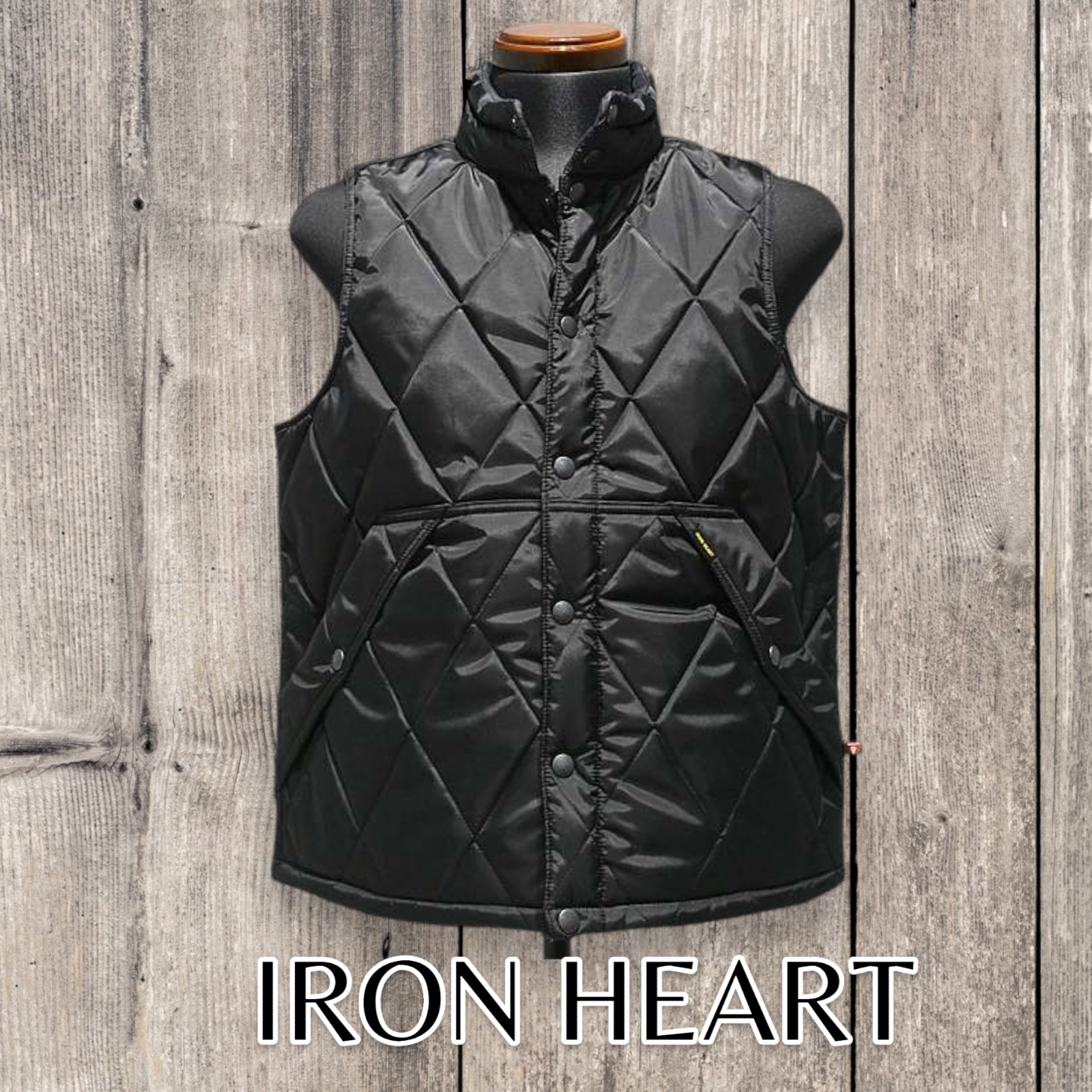 IRON HEART Vest IHV-44-24FW Primaloft R Quilted Vest BLACK IRON HEART Vest IHV-44-24FW Primaloft R Quilted Vest BLACK