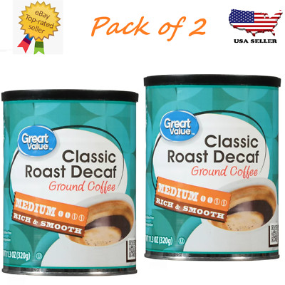 Great Value Classic Decaf Medium Roast Ground Coffee, 11.3 oz (Pack of 2)