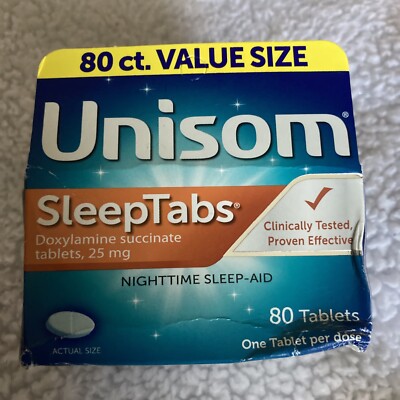 Unisom SleepTabs Nighttime Sleep-Aid Tablets - 80 Count Exp 08/24