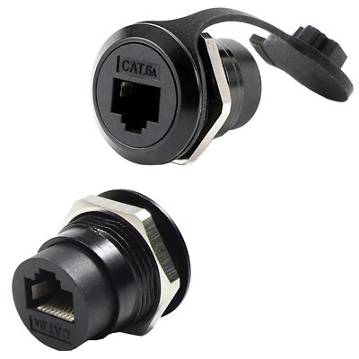 2Pack RJ45 Shielded Panel Mount Coupler Ethernet LAN Pass Through Connector C...