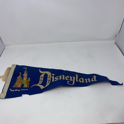 Vintage Gray/Blue Felt DISNEYLAND PENNANT Castle