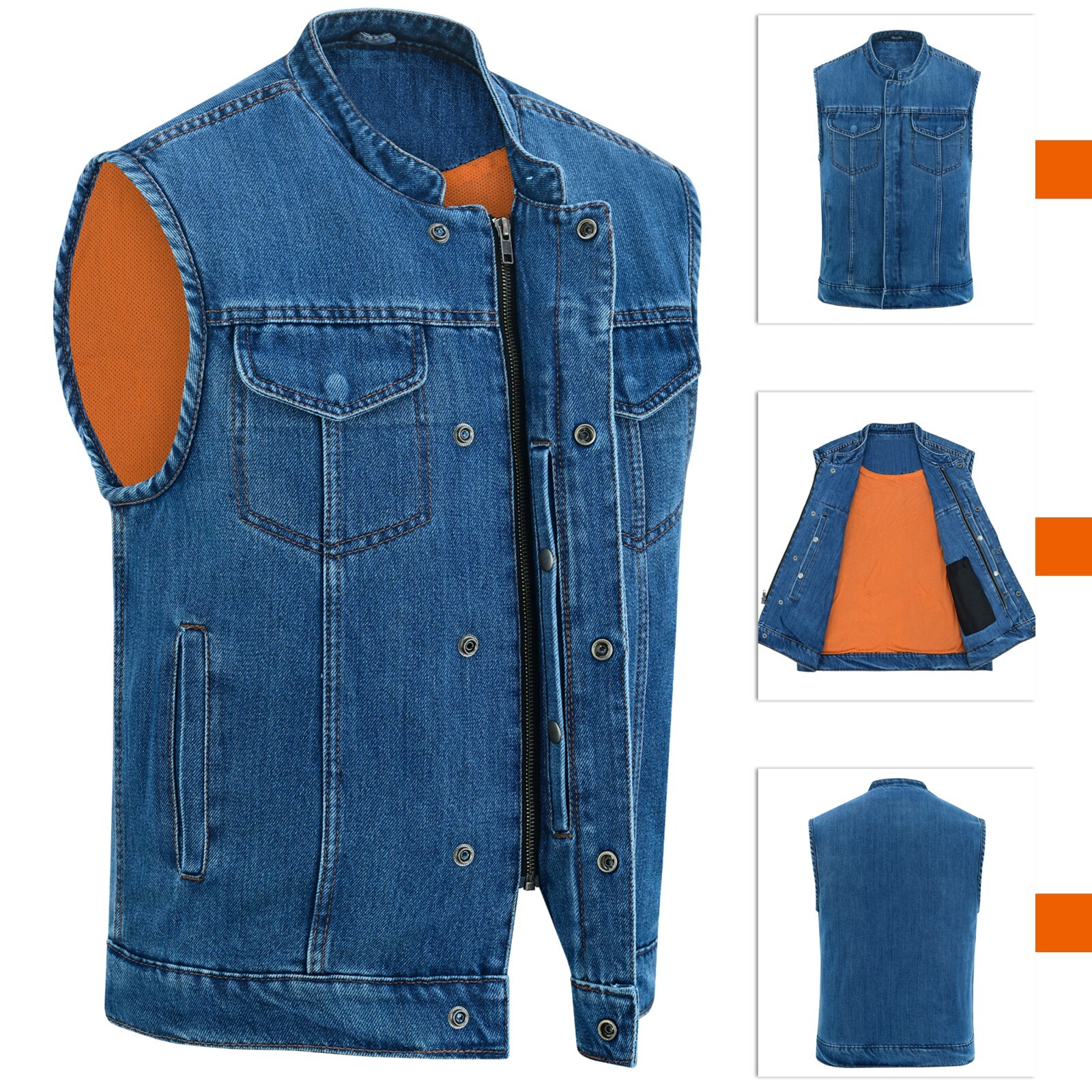BIKER DENIM VEST 3 / ブルー Denim Vest Bike Wear | Kadoya Official Online Shop | BIKER