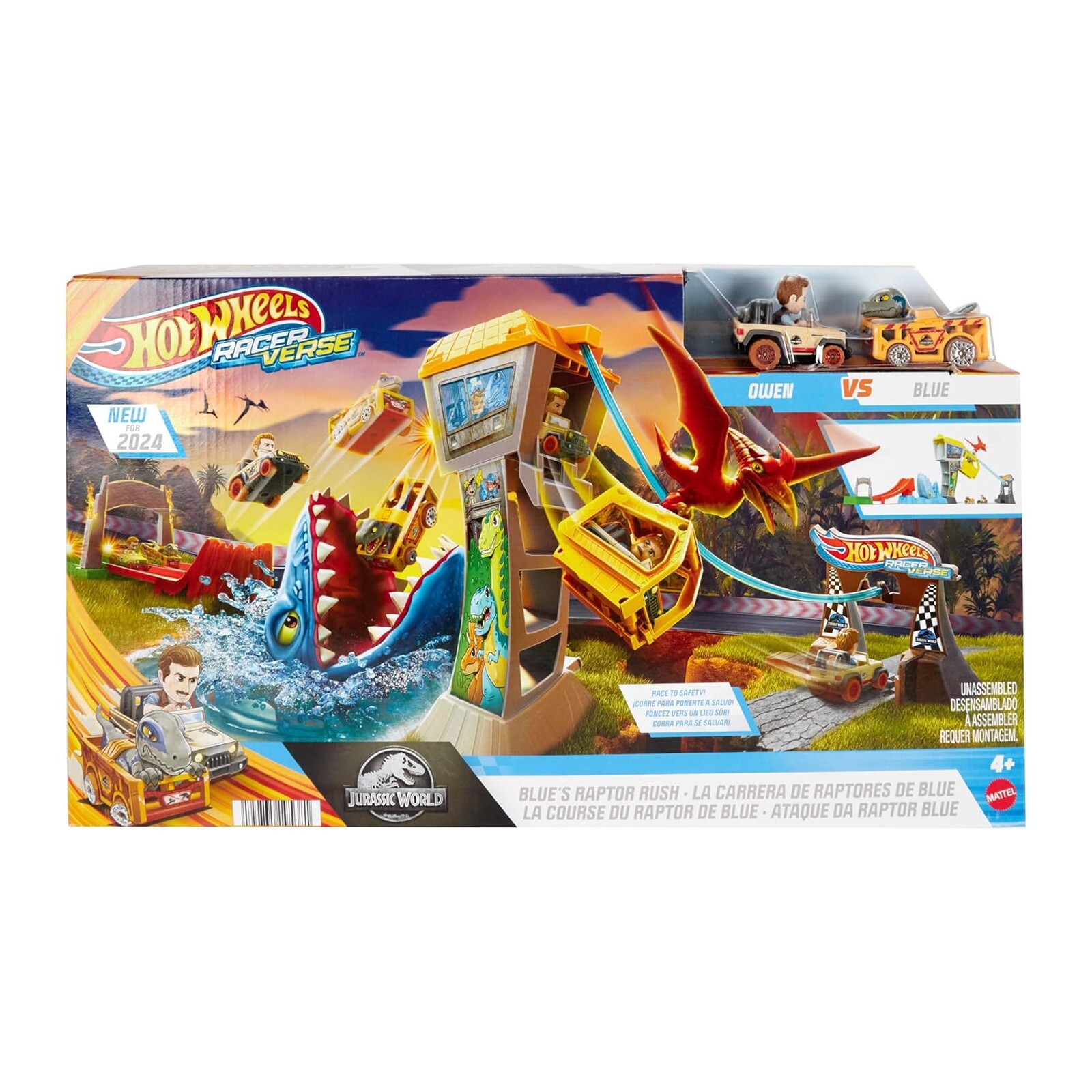 Mattel Hot Wheels Гонщик из Мира Юрского периода Verse Blues Raptor Rush НОВЫЙ набор В НАЛИЧИИ