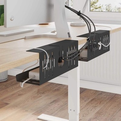 Under Desk Cable Management Tray 2 pcs Black 35 x 12 x 13 cm