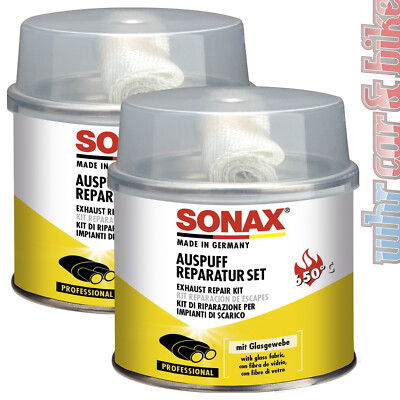2x Sonax Auspuff-Reparatur-Set Auspuffpaste Dichtmasse Gewebeband hitzebeständig
