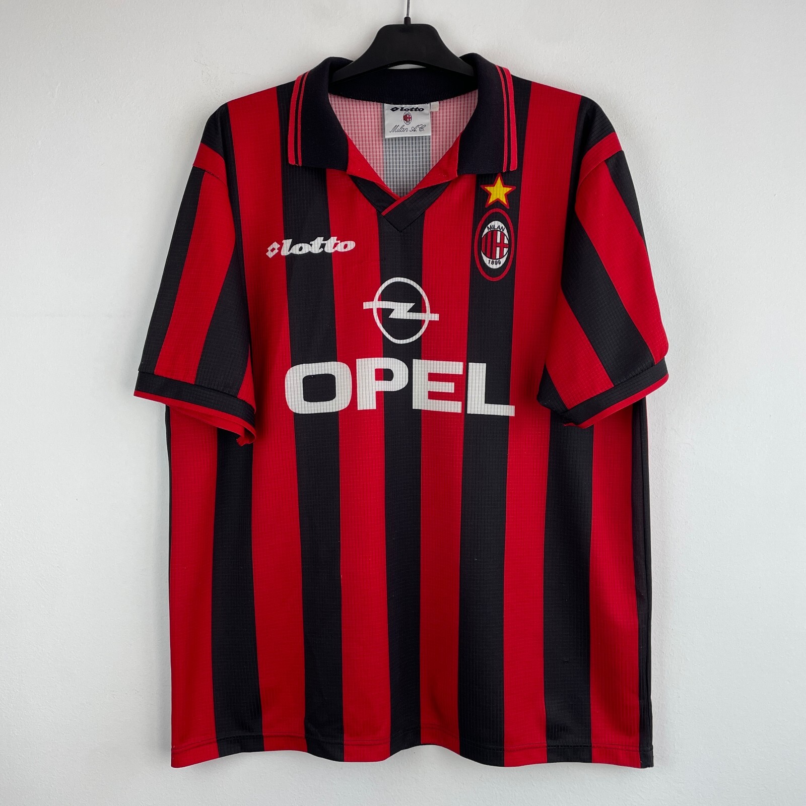 超希少【ACミラン 1997/1998 ユニフォーム】 lotto AC Milan 1997-1998 Vintage Lotto Home Football Shirt Soccer