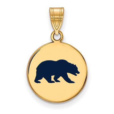 UC Berkeley Golden Bears Blue Mascot Logo Disc Pendant Gold Plated Silver