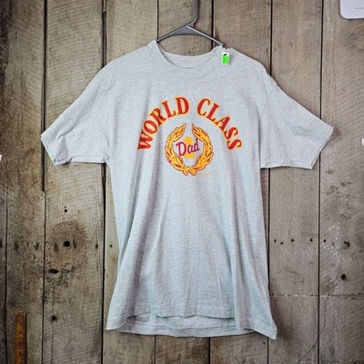 Vintage 90s World Class Dad Graphic T Shirt Large USA Made Fruit Of The Loom