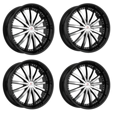 Set 4 22'' Cavallo CLV-53 Gloss Black & Machined 22x8.5 Wheels 5x112 5x4.5 38mm