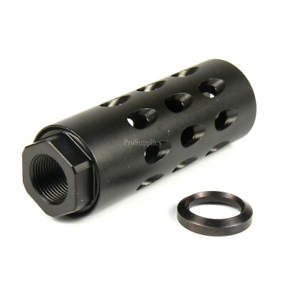 BLACK Aluminum Muzzle Brake Compensator 1/2x36 Thread for 9MM + Washer