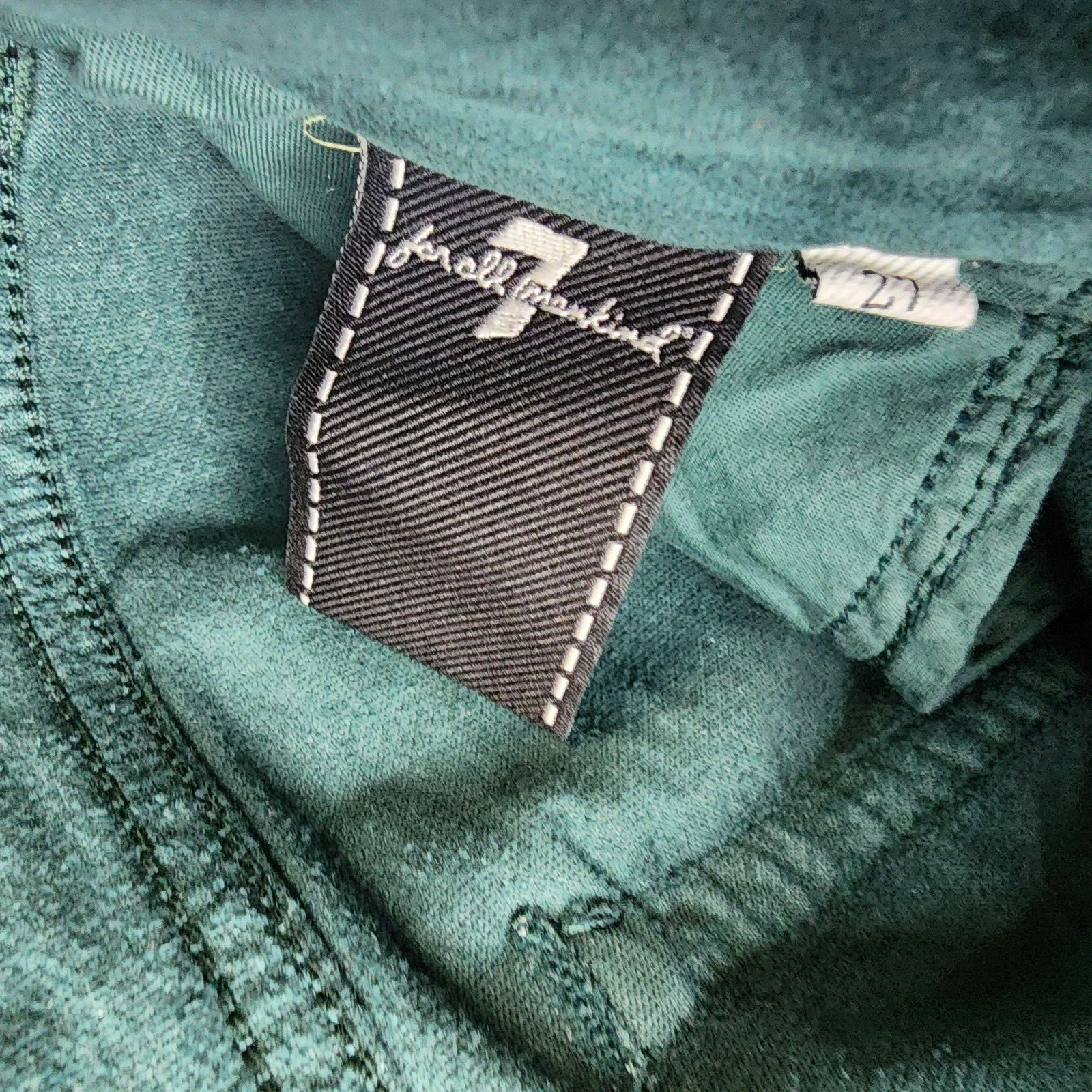7 For All Mankind High Rise Velvet Skinny Leg Jeans Women's 27 Pine Button Zip - Picture 11 of 18