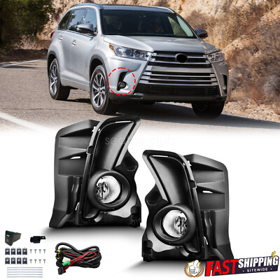 For 2017-2019 Toyota Highlander Fog Lights Front Bumper Lamps with Bulbs+Wiring