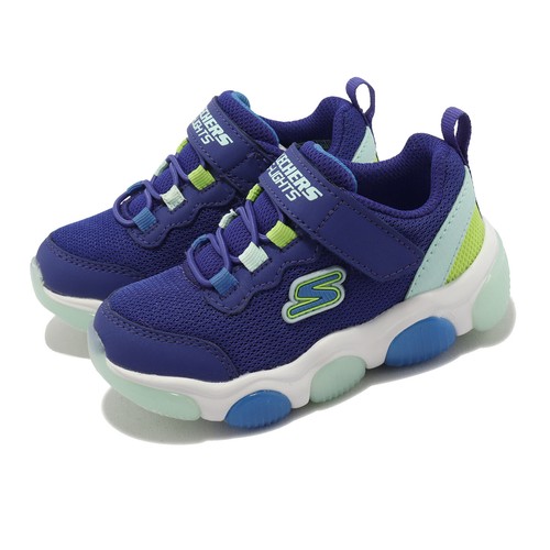 

Skechers S Lights-Mighty Glow Blue Lime White Детские повседневные детские 402040-NBLLM, Синий, S Lights-mighty Glow