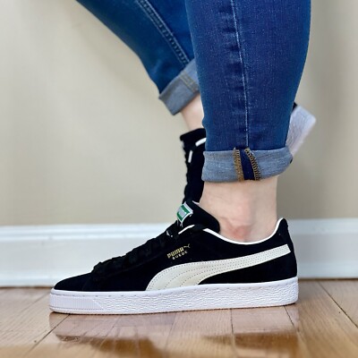 Puma Suede Classic Women’s Athletic Shoe Black Suede Sneakers #1001