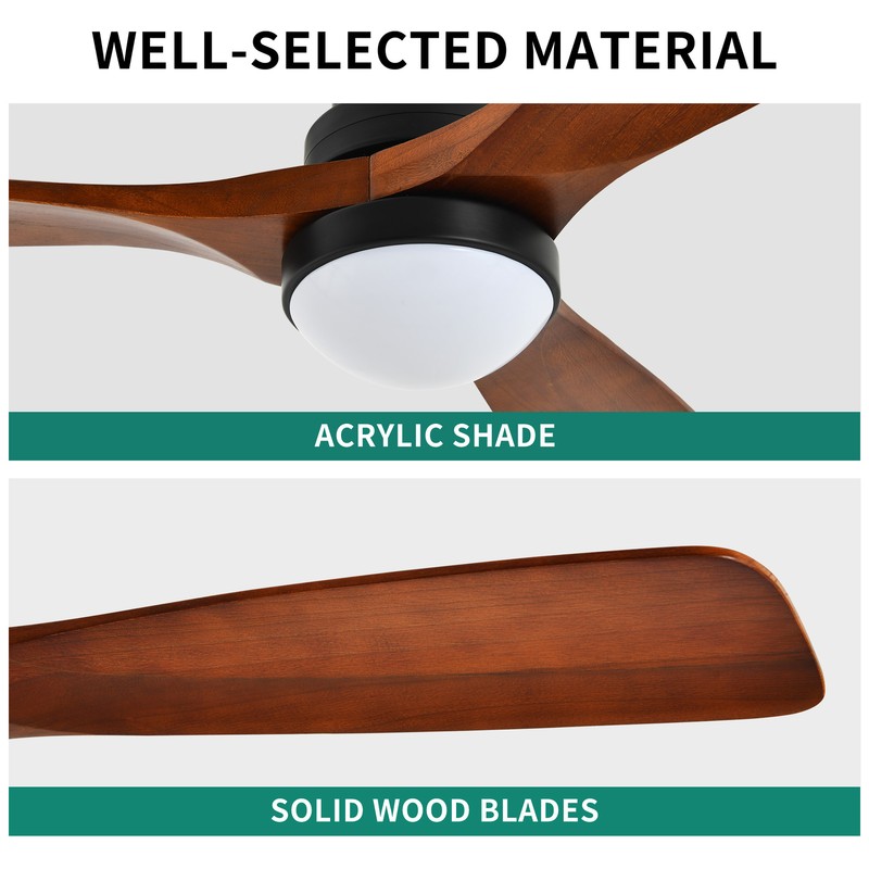 52 Inch Ceiling Fan 3 Blades Pendant Lamp with 6 Speeds Motor & Remote Control