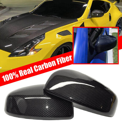 CARBON FIBER SIDE VIEW MIRROR COVERS CAP OVERLAY FOR 2009-2020 NISSAN 370Z Z34