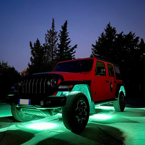 12 Pods RGB LED Rock Lights, 3 Control Way Bluetooth Remote & Fob Underbody Lamp