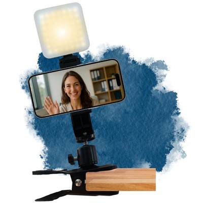 Smartphone Halterung Tisch drehbar + LED Lampe Videoleuchte Klemmstativ Klemme