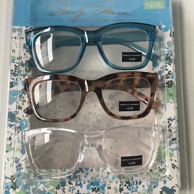 MARILYN MONROE PREMIUM 3-PACK READING GLASSES READERS +2.00 NEW