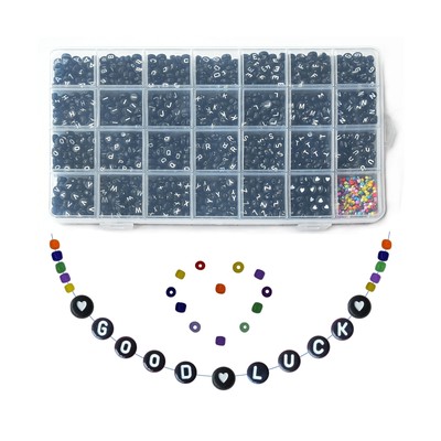 2220Pcs Letter Beads for Bracelets, 4x7 Round Acrylic Alphabet Beads with Min...