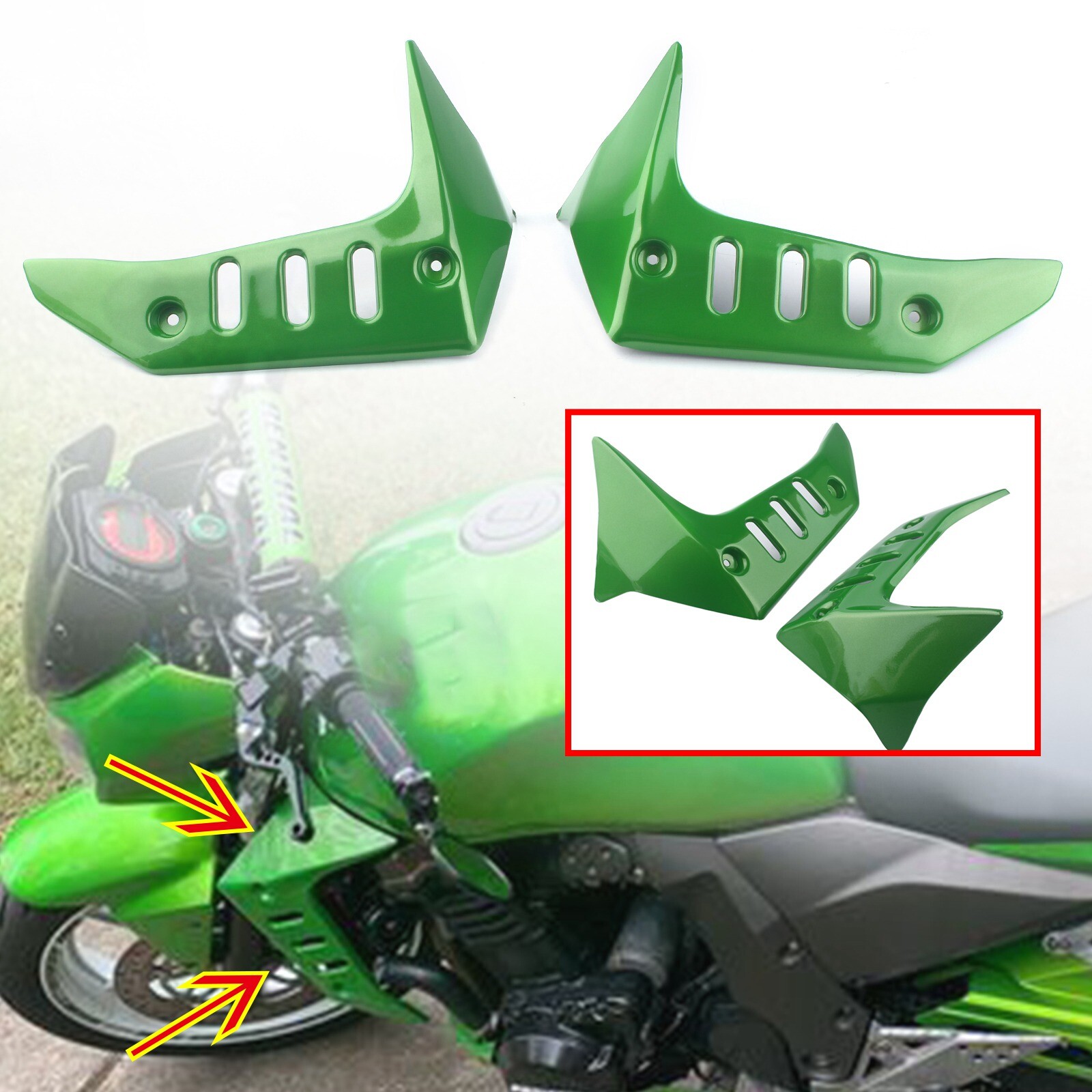 Front Radiator Cover Side Fairing Panel Kit For Kawasaki Z750 2004