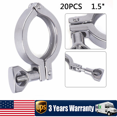 20 Pack 1.5''Tri Clamp Clover Sanitary Fits 50.5MM OD Ferrule Stainless Steel 304
