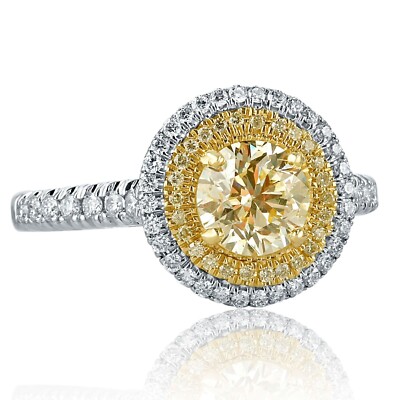 3.50 Ct Round Lab Created Citrine Double Women's Halo Engagement Ring 925 Silver