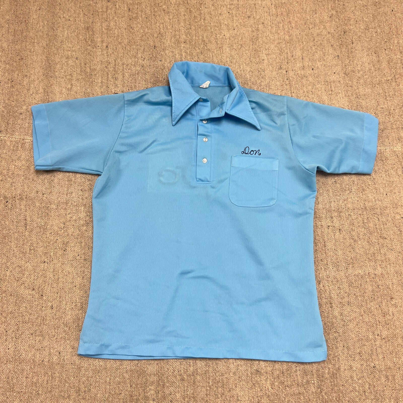 ’70s Hilton BOWLING SHIRT Vintage Hilton Bowling Shirt Mens Large Blue 1970s Short