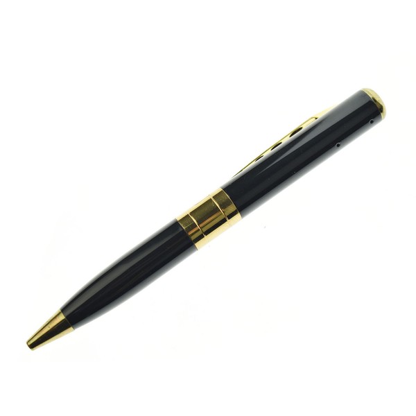 Elegant black and gold fountain pen isolated on white.