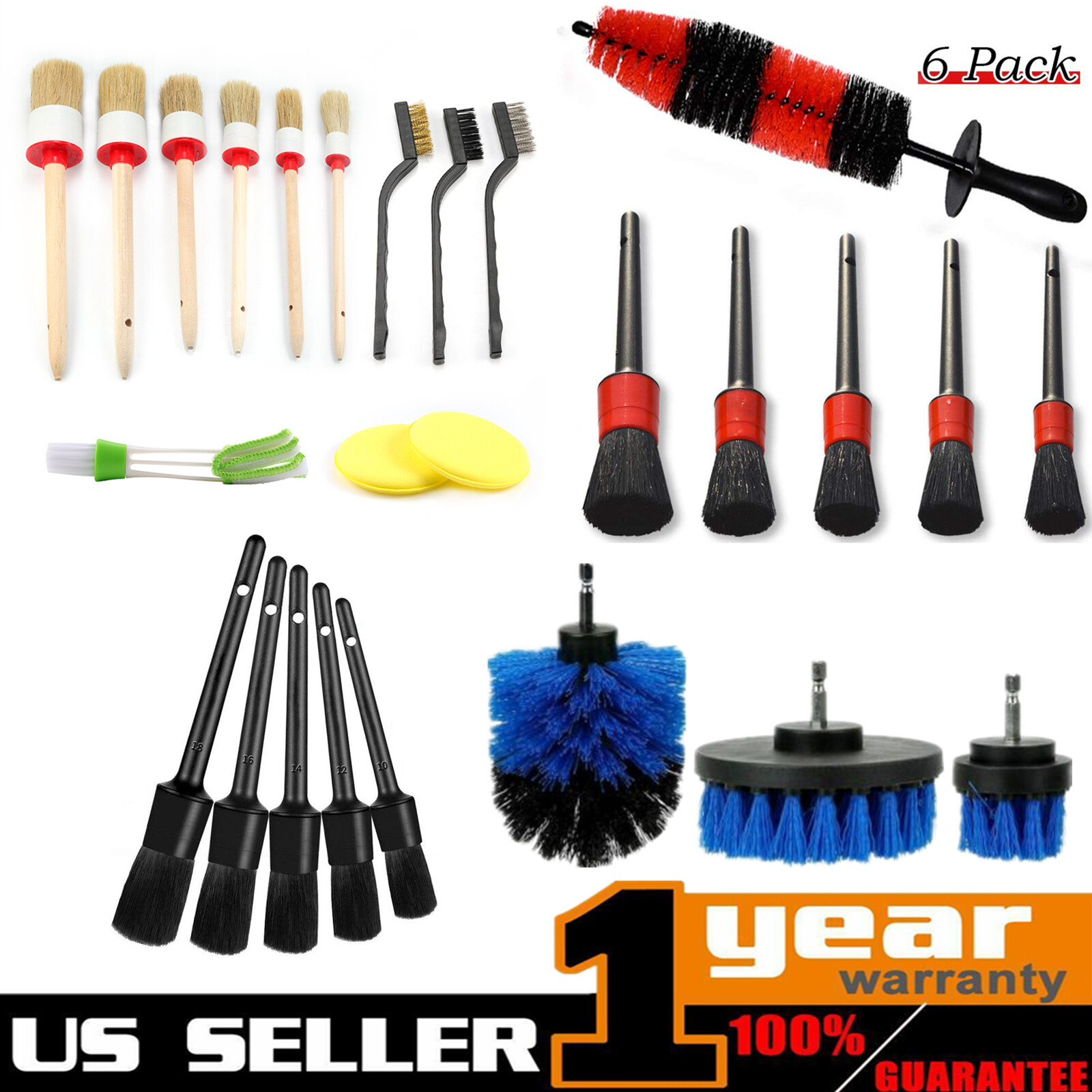 3/5/6/12 Pcs Car Detailing Brush Truck Vehicle Auto Wheel Rims Clean