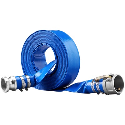 VEVOR Discharge Hose 2"x 50' PVC Lay Flat Hose Backwash Drain Hose w/ Camlock