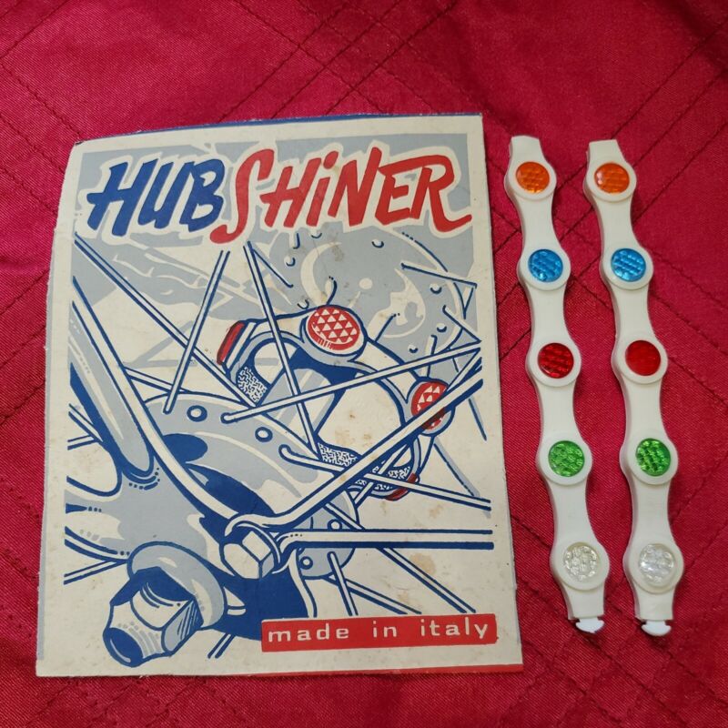 VINTAGE NOS HUB SHINERS WITH GORGEOUS MULTI- COLOR REFLECTORS : 1 PAIR 
