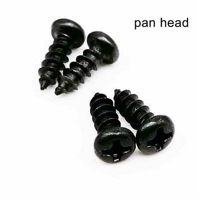 100pc M1-M3.5 Black Mini Micro Cross Phillips Round Head Self Tapping Wood Screw